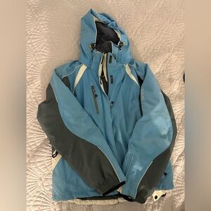 Karbon Blue and Gray Hooded Ski Jacket